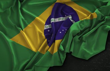 Brazil Flag Wrinkled On Dark Background 3D Render